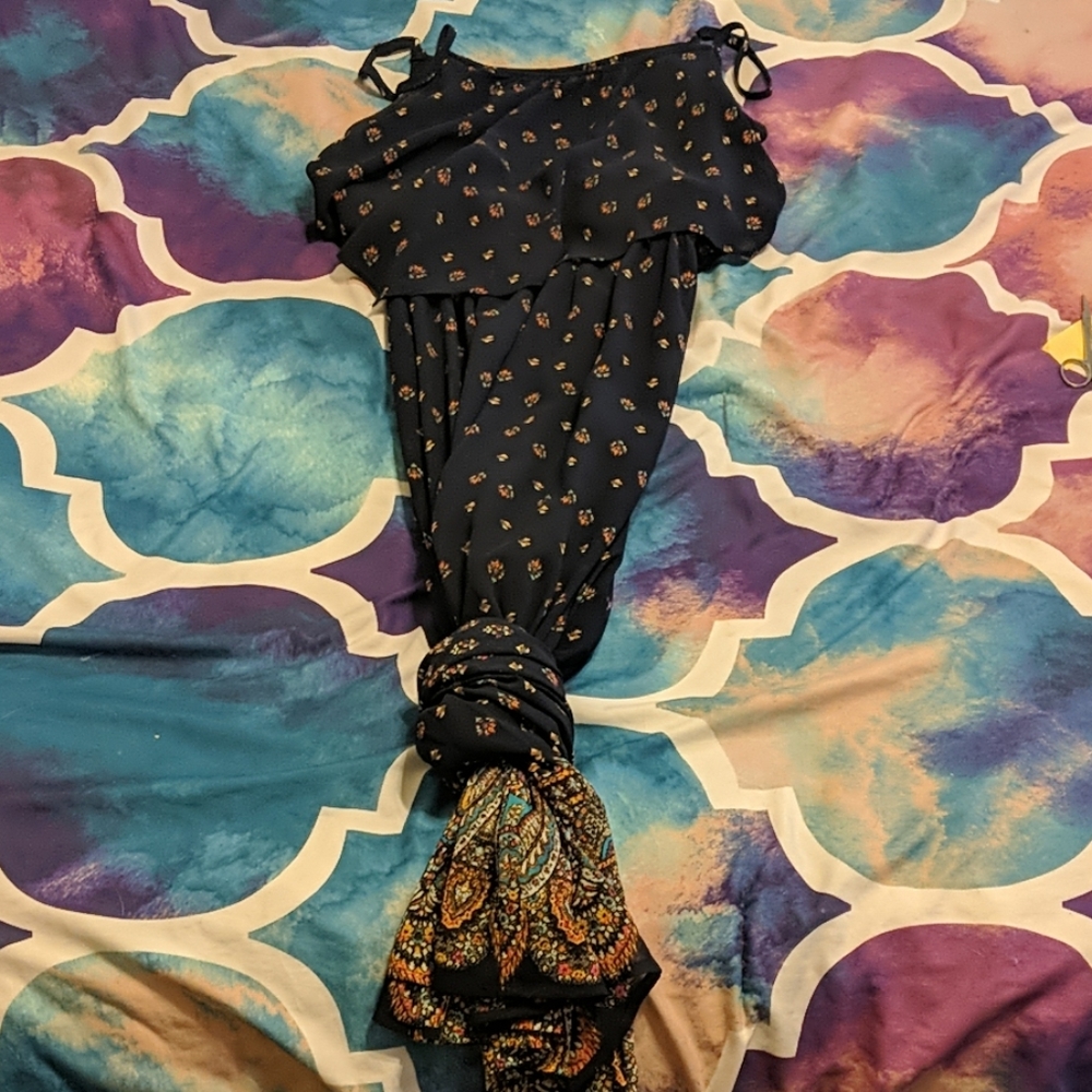 Navy blue with Paisley accents